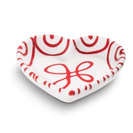 GMUNDNER KERAMIK Heart Bowl Size L 8.8 cm x W 10 cm x H 2.4 cm Flamed Red Crockery Handmade in Austria