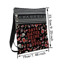 LiuenMgg Save Water Drink Dr.Pep Messenger Bag Small Ethnic Adjustable Strap Crossbody Zipper Pouch Black Save Water Drink DP Phone Organizer Wallet Shoulder Handbag for Soda Lovers Women