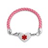 Customizable Engravable Identification Medical Alert ID Pink Braided Leather Bracelet For Women Stainless Steel