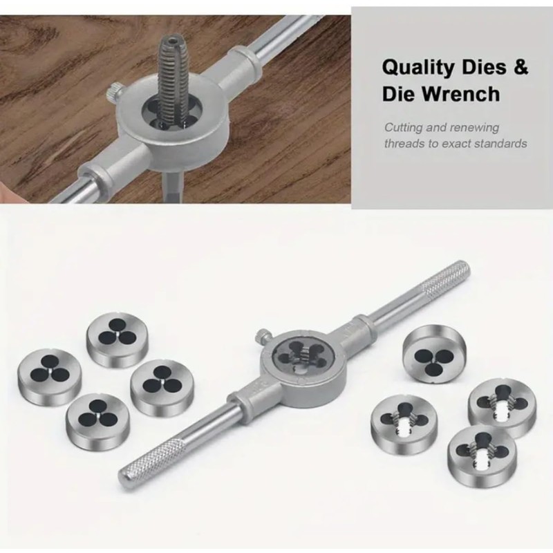 3 Pcs Metric Hand Tap & Die Set, M12 x