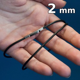 Fly Style Rubber Necklace or Bracelet, Rubber Band Black Collar, 2 mm - 6 mm, Stainless Steel, black