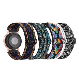 DKGKOO Quick Release Adjustable Stretchy Watch Band - Choice of Width - 18mm, 19mm, 20mm, 22mm Elastic Watch Straps Solo Loop Sport Nylon Replacement Wristband (Boho Set, 20mm)