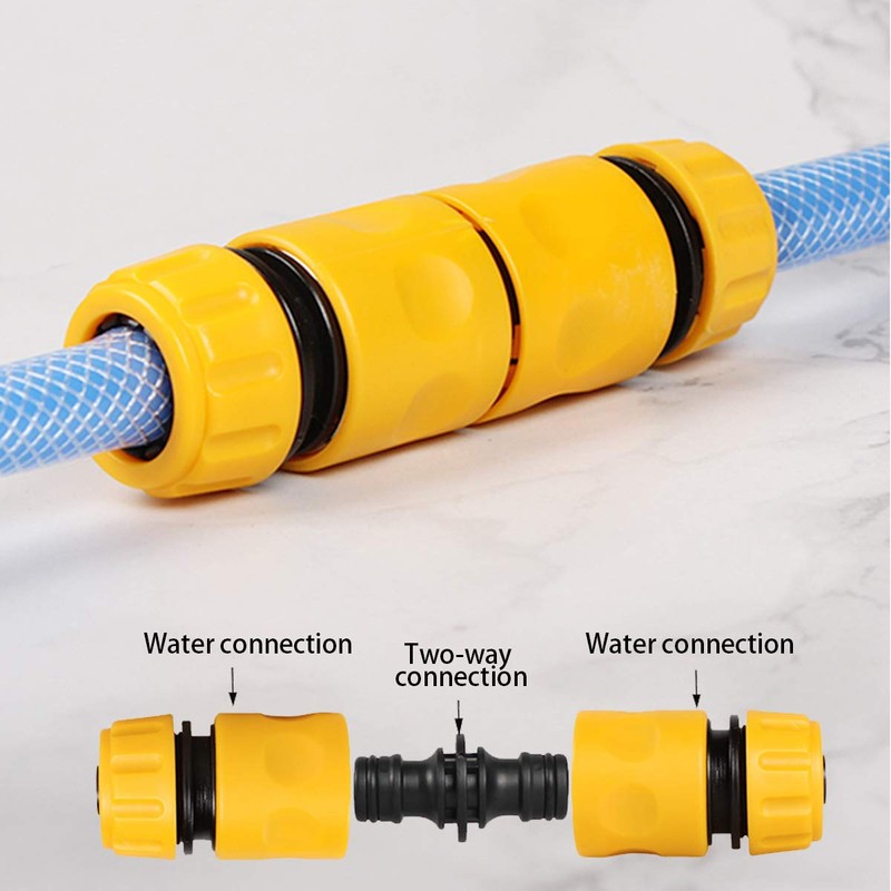 EXTSUD Garden Hose Connector Kit, Hose Coupling Set 2-in-1 Garden
