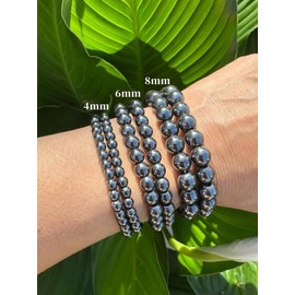 CHELYQST Hematite Bracelet - Stone of Healthy and Healing,Stretch Natural Stone Crystal Beads Jewelry Gifts for Women Men Unisex Adult,6mm
