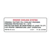 1972 Corvette Engine Cooling System Warning Decal