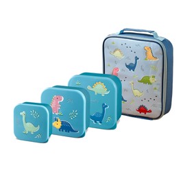 Nesting Snack Boxes, Set of 3 Including Straw Sipper, Tiny to Tots Kids Set, Back to School, Lunch Box with Multi Compartments, Snack Storage (Purple Nested Boxes + Lunch Bag + Straw Sipper)