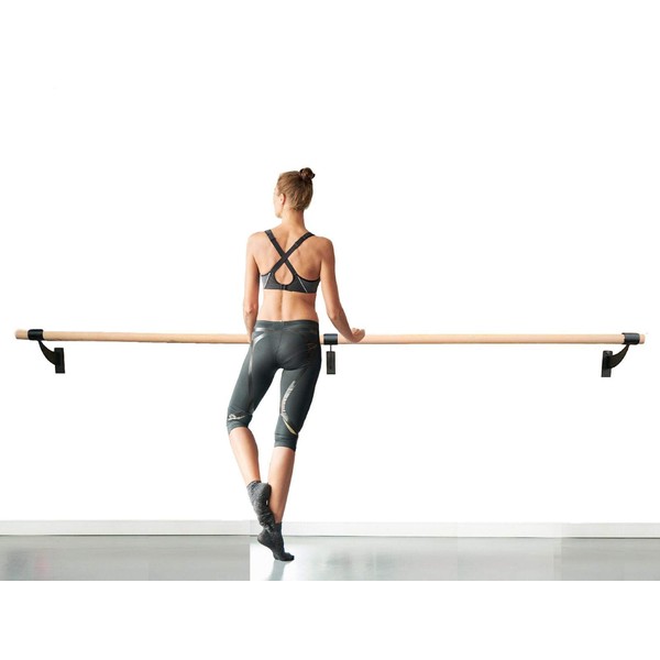 Ballet Barre 8 FT Long Single Wooden Bar Black 2.0” Diameter - Wall Mount Ballet Barre Fixed Height for Home or Studio Ballet Bar - Dance Bar, Stretch Bar, Dancing/Stretching
