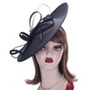 Lawliet Women Black Wedding Occasion Sinamay Fascinator Hat Headband Headpiece