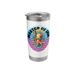 Octopus tattoo machine glowing eyes blue ink splash creativ Stainless Steel Insulated Tumbler