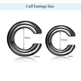 Ear Cuff for Women Men - Non Piercing Earrings Ear Clip, Fake Helix Cartilage Conch Cuff Earrings, Chunky Ear Cuffs Wrap Earrings for Girls (Black)