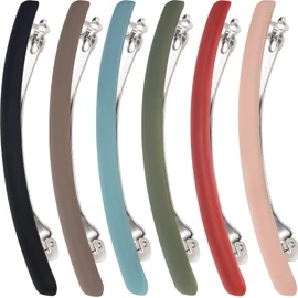 Mxxipp 6pcs French Hair Barrette, Flat Hair Claws Clasps for Women, No-Slip Hairpins Accessories for Thick Thin Fine Straight Curly Long Short Hair- Pink & Green & Gray & Red & Blue & Black
