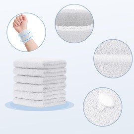 Muñequeras de Sudor, Muñequeras Deportivas para Hombres y Mujeres, Atlética Bandas, de Tela de Rizo de Algodón, Soft Thicken Pulseras Deportes, para Beisbol, Gimnasio, Tenis, Correr(3 Pares Blanco)