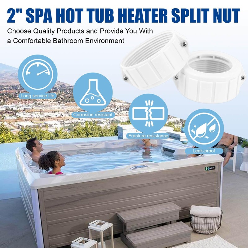 2" Spa Hot Tub Heater Split Nut Unions with Screw