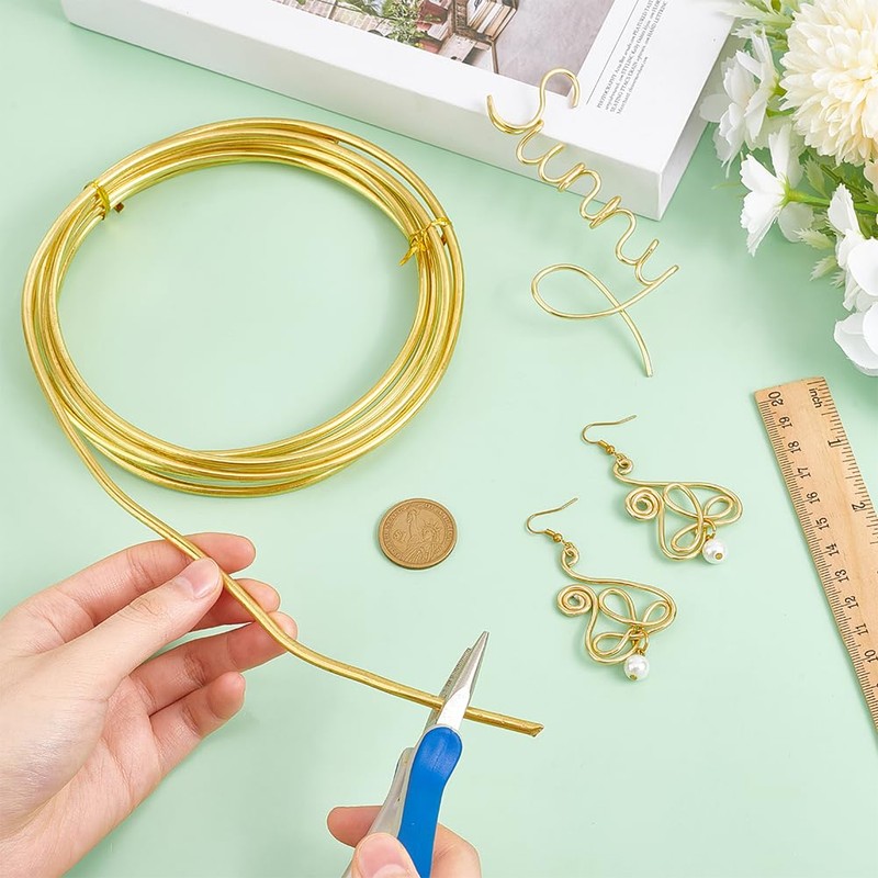 BENECREAT 3 m Bare Solid Brass Wire, 6 Gauge/4 mm