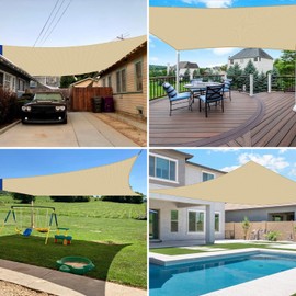 E&K Sunrise 24' x 24' Sun Shade Sail Rectangle Canopy Shade Cover UV Block for Patio Backyard Garden Outdoor (Sand)