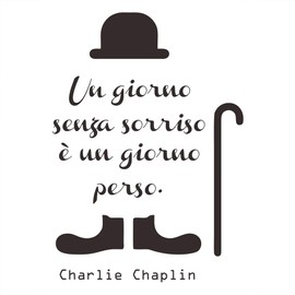 DecalMile Charlie Chaplin Wall Tattoo Sayings and Quotes "Un giorno senza un sorriso è un giorno perso" Removable Wall Sticker Wall Pictures for Living Room Bedroom