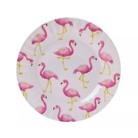 Flamingo Summer Melamine Plates Small - Dinnerware Set - Luau Party Serving Dish 4 pc