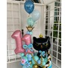 Giant Cat Balloons 22 Inch Adorable Black Crown Kitty White