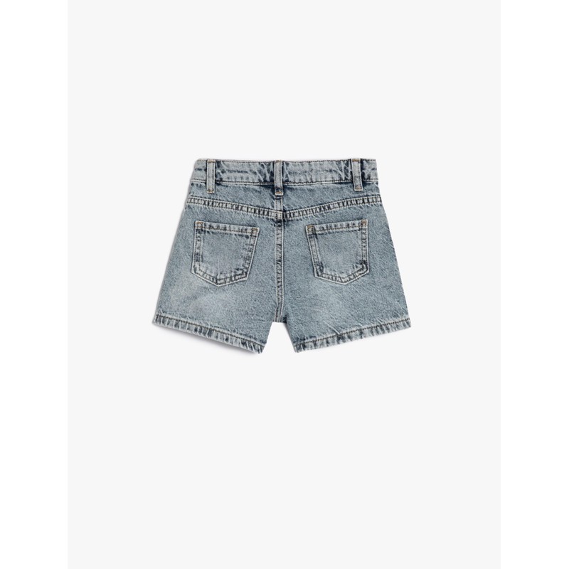 Koton Girls's Extra Mini Slim Cut Gleamy Embroidered Cotton Shorts,