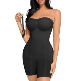 FeelinGirl Strapless Shortie Bodysuit for Women Tummy Control Shapewear Seamless Sculpt Body Shaper with Removable Straps 3XL