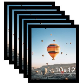 JCJMY 10x12 Black Picture Frame Set of 6, Horizontal and Vertical Formats for Wall Hanging, 10 x 12 Wall Gallery Poster Photo Frames with Shatter Resistant Plexiglass, 6 Pack, Black