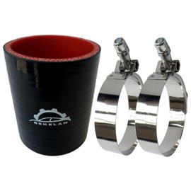 Bekelan 2.25" ID (57mm) High-Temp Straight Silicone Hose Coupler With Stainless T-Bolt Clamp - Heavy Duty 4-Ply Reinforced Design for Automotive Turbo/Intercooler/Intake Piping/Industrial Hydraulic