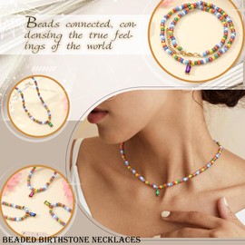 Christmas Gifts for Women, Stocking Stuffers for Teens Beaded Birthstone Necklace for Women December Birthday Gifts for Her Colorful Bead Choker Unique Summer Jewelry