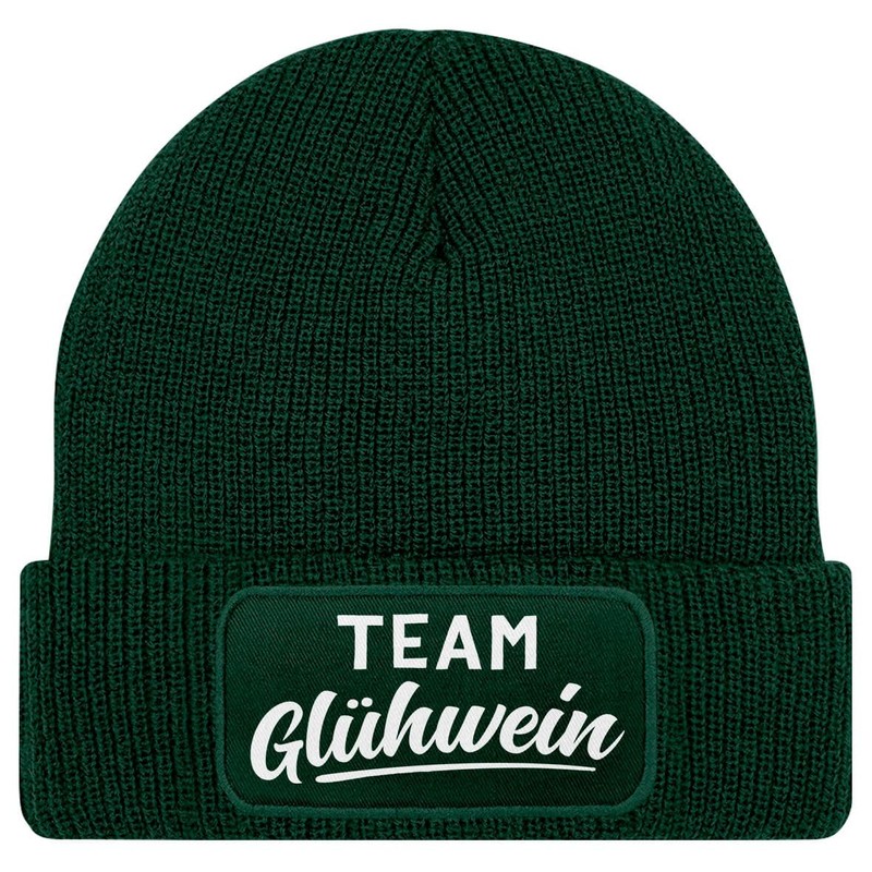 MoonWorks® Men's Beanie with Patch Knitted Hat with Saying Team