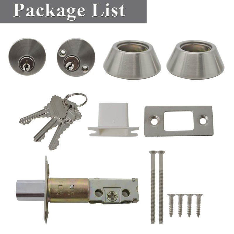 Probrico Double Side Keyed Deadbolt in Brushed Satin Nickel