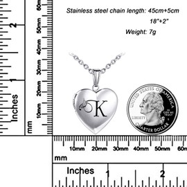 MUERDOU Locket Necklace that Holds Pictures Initial Alphabet Letter Heart Shaped Photo Memory Locket Pendant Necklace (F)