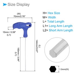 CoCud T-Handle Hex Wrench 1.5mm Hex CR-V Steel Metric T Key Wrench Blue for Basic Home Repair and Machine Maintenance 2pcs