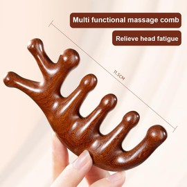 CATOR Kopfhaut Massagekamm Holzkamm, natürlicher Sandelholzkamm kein statischer Kamm mit breiten Zähnen Kopfmassage Stimulator Gua Sha Kamm Körpermassage Werkzeug kopfhaut massagebürste