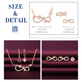 Yumilok Women's Necklace Made of 925 Sterling Silver Women's Necklace with Infinity Pendant Zirconia Butterfly Set Women's Stud Earrings for Women, Zirconia, Cubic Zirconia