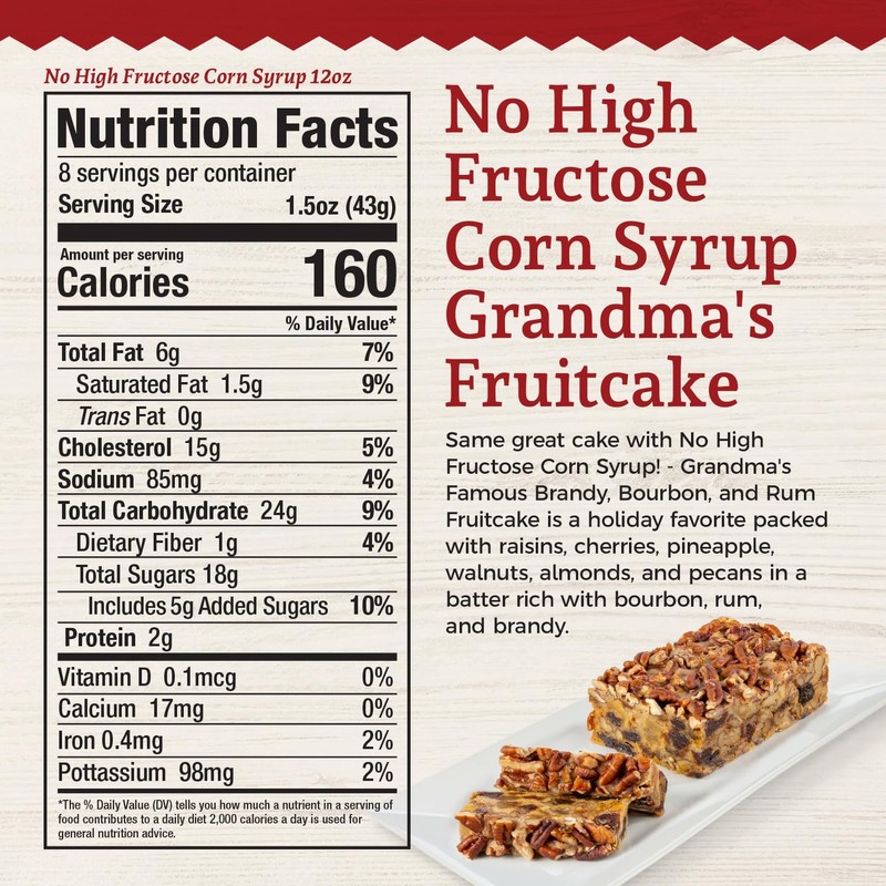 Beatrice Bakery Grandma's Traditional Fruitcake No High Fructose Corn Syrup