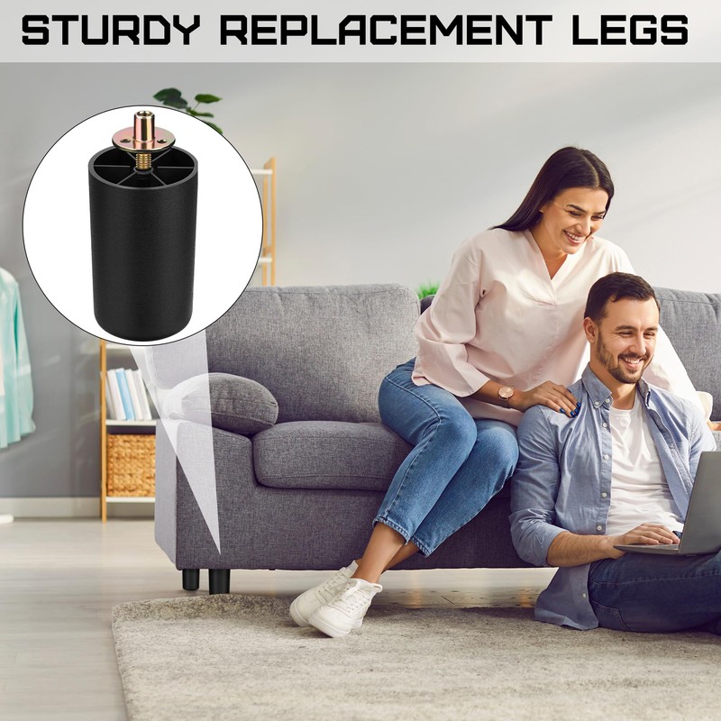 TURSTIN 8 Pack 3 Inch Plastic Furniture Legs with M8