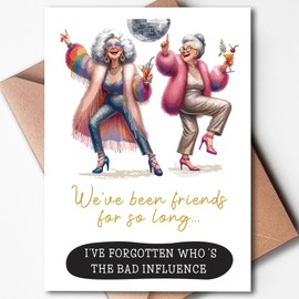 Hqulpr Funny Birthday Cards for Women & Best Friend, Funny Friendship Birthday Cards for Bestie, Greeting Card=7in x 5in(Folded), Envelope = 7.5in x 5.5in