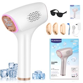 Depiladora Láser con 999,999 Destellos – Dispositivo de Depilación con Enfriamiento, 3 Cabezas, 3 Modos, Pantalla LED, Sin Dolor para Piernas, Axilas,