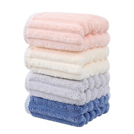 SOFTBATFY Soft Microfiber Ribbed Hand Towels 4Pack, 40x76 cm Bathroom Super Absorbent Hand Towels Ideal for Hair Spa Sports and Travel (Ribbed-40x76 cm)