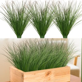 Ttranewsoo Artificial Grass,Fake Grass Artificial Shrubs Wheat Grass Greenery,Fake Grass Decor Artificial Plants Ornamental Grass Outdoor Fake Grass Green Leaves for Decoration(24PCS)