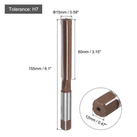 sourcing map Hand Reamer 15mm H7 Metric Reamer Drill Bit for Metal Wood Hole Reaming, Straight Flutes 9SiCr Alloy Steel Cutting Tool