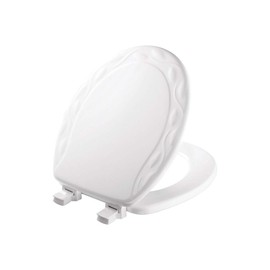 Mayfair Never Loosens Round White Molded Wood Toilet Seat