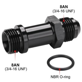Podavelle 8AN Male Flare to 8AN -8 ORB O-ring Extension Fitting Adapter Aluminum Black