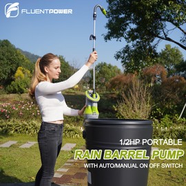 FLUENTPOWER 1/2HP Rain Barrel Pump, 1050GPH Submersible Water Pump with Float Switch and 26ft Cable, Drainage Water from Hot Tub Cellars Rain Barrel Ponds Pools