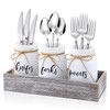 Tiangrid 4 Pcs Mason Jar Utensil Holder Silverware Caddy Glass