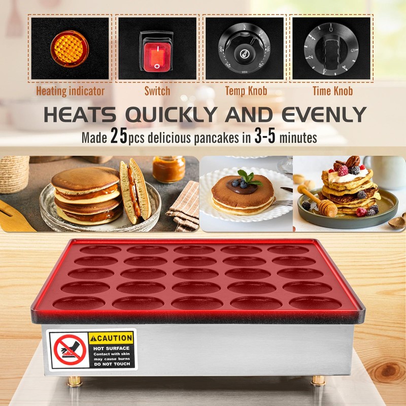 GDDGHS Mini Pancake Maker Machine, 25PCS Mini Dutch Pancake Baker