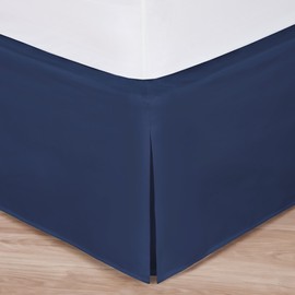 Bathrooom and More Navy Bed Skirt: Tailored Pleat, 14" Drop (Twin XL)