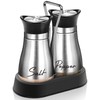 Salt and Pepper Shakers Set with Holder,4 oz Stainless Steel