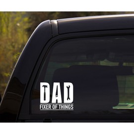 RUNNING L8 Dad, Fixer of Things - Dad, Daddy, Father, Tools, Father Figure, Parent, Man Vinyl Decal Sticker for Window of car, Van, Truck, White