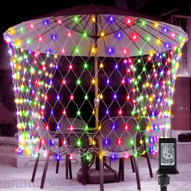 LitHome 300 LED Outdoor Christmas Net Lights,14.8ft x 5ft Connectable Mesh Fairy String Lights with 8 Modes,Waterproof Plug in Mesh Lights for Bushes, Garden, Backyard, Holiday, Christmas(Multicolor)
