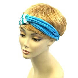 Arras Creations Fashion Trendy Turban Style Stripe Head Band Hair Accessory for Women / AZFJHB108 (Blue)